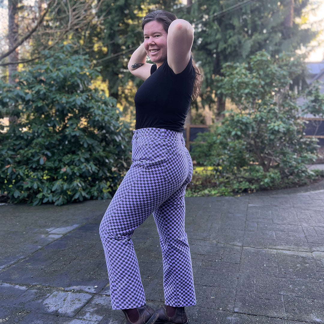 Purple Checkerboard Brooks Jeans - Helen's Closet Blog