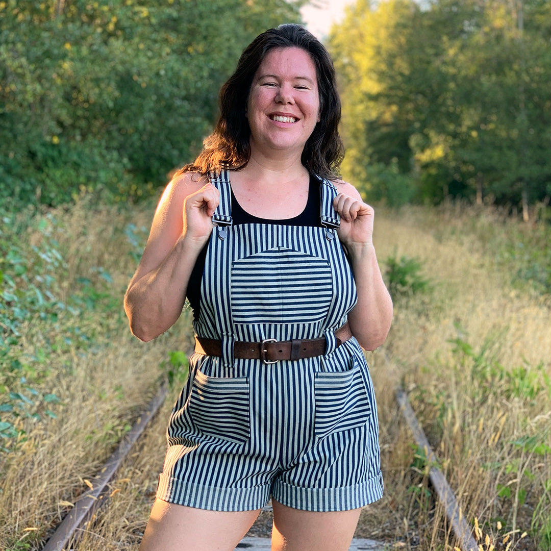 Striped Yanta Overalls with Belt Loops from Helen's Closet