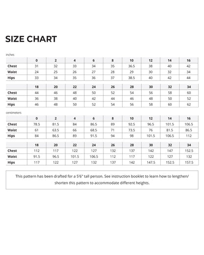 Jackson Tee and Pullover size chart